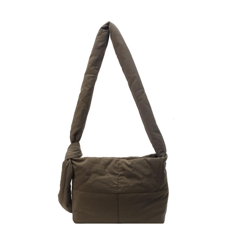 Korean Style Women's Cotton-Padded Crossbody Messenger Bag - Solid Color, Large Capacity