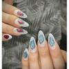 HANDMADE Artificial Nail Almond Blue Rose Eyes of the Earth Cat's Eye Phototherapy Nails Fake Nails Reusable and Removable Nails