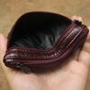 Genuine Leather Double Zipper Coin and Card Holder