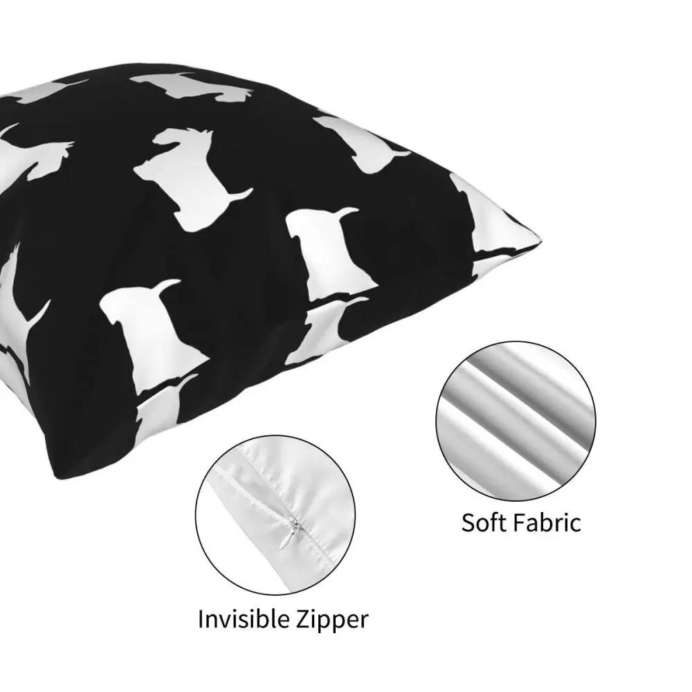 Bílý siluetový čtvercový povlak na polštář ze skotského teriéra polyesterový dekorativní polštář Scottie Dog povlaky na polštáře