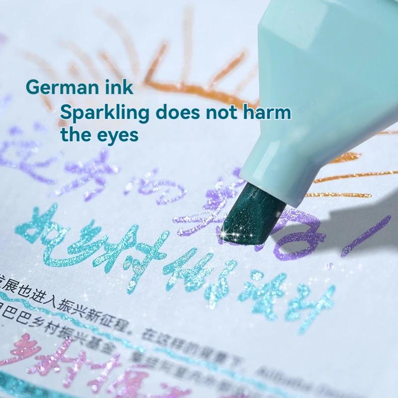 Xiaomi 6 Colors/box Fine Glitter Highlighter Pen Set Fluorescent Markers Highlighters Pens Art Marker Japanese Cute Kawaii Stationery