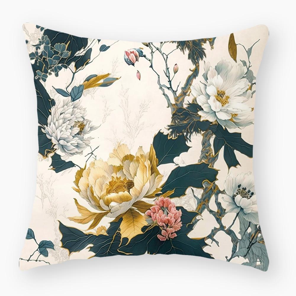 New Flower Pillowcase Super Soft Printed Sofa Pillowcase Bedside Office Waist Cover