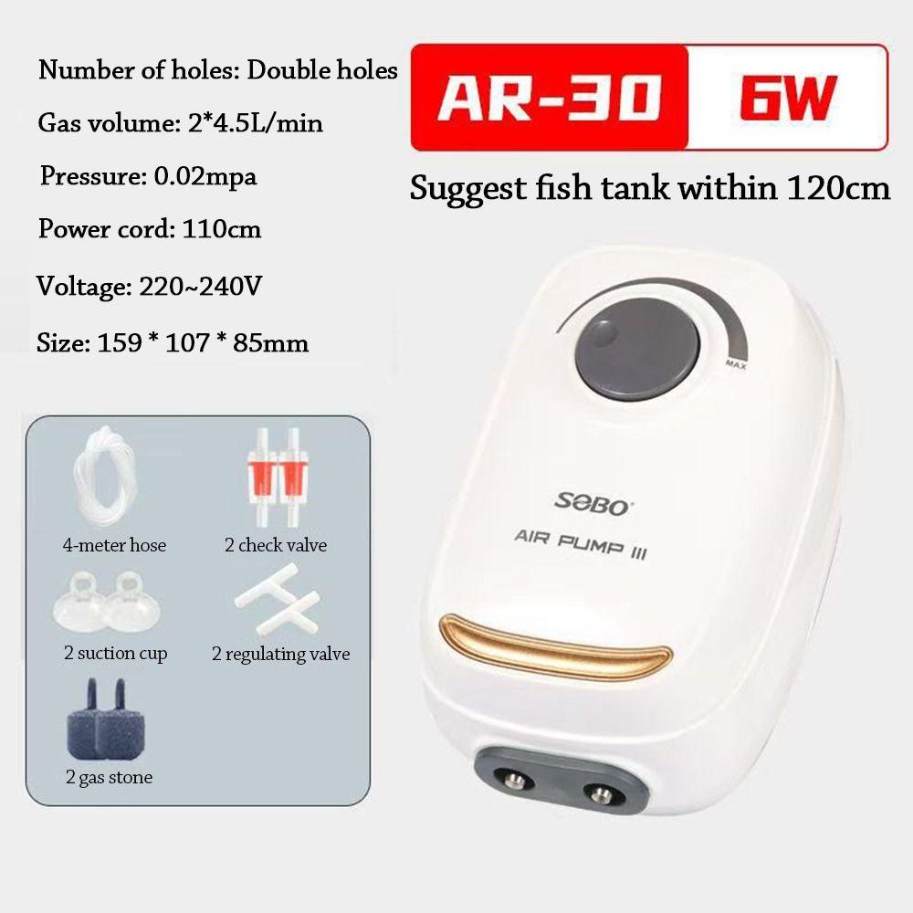 Ultra Silent Aquarium Air Pump Silent Operation Adjustable Automatic Mute Aerator Pump Low Noise 4W/6W/10W Small Oxygenator