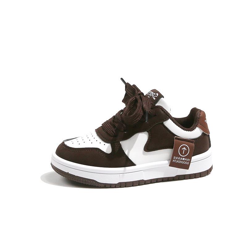 

New spring and autumn children s sneakers, comfortable and breathable, casual shoes for boys and girls, trendy white shoes 26Inner Length16.5cm коричневый