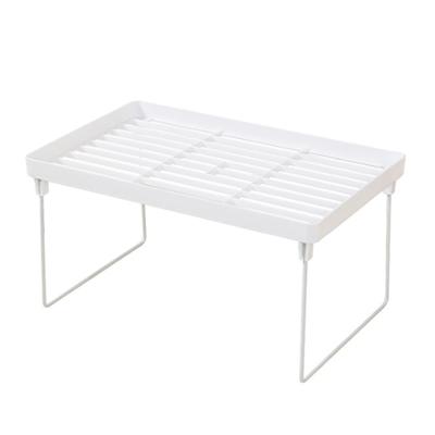 Kitchen Stacking Shelf Plastic and Metal Multifunctional Stackable Kitchen Counter Shelf Organizer