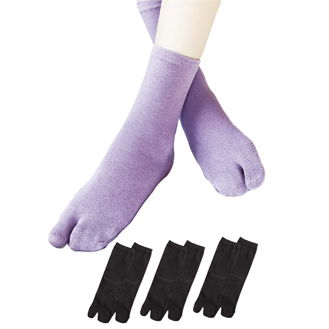 

Lino Ulu Set of Tabi Crew for and Fall 3-Pair Socks, Two-Toe Length, Women, Spring, Summer, (Black, 3-Pair Set)