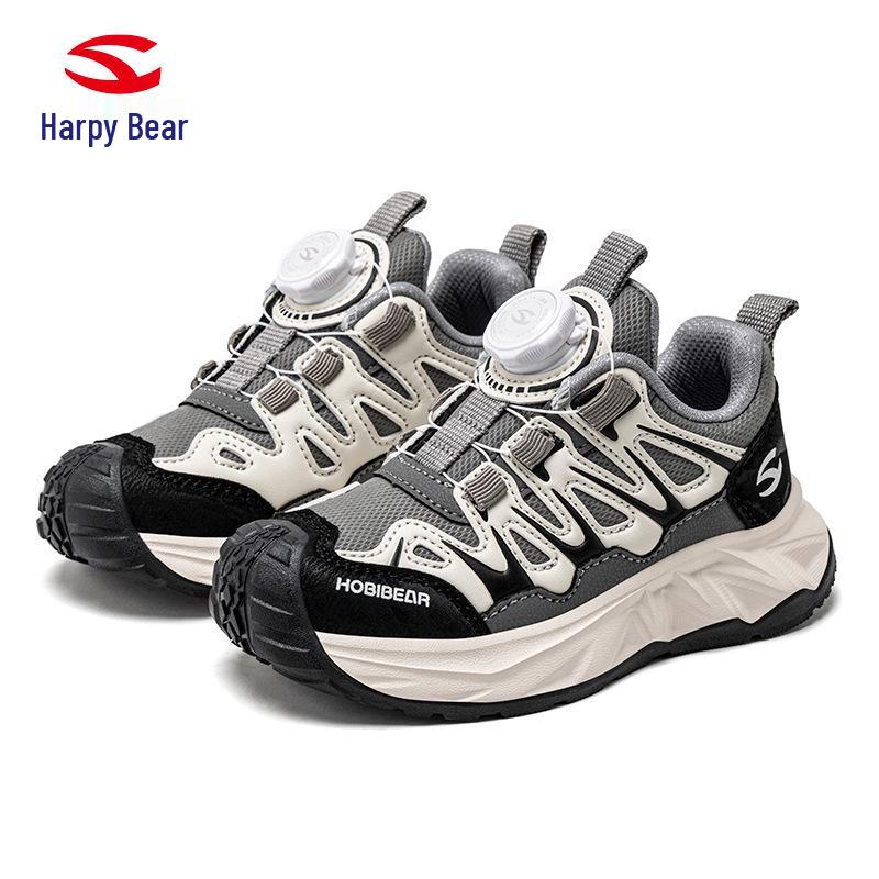 

Happy Bear Unisex Spring Leather Kids Sports Shoes with Rotating Button US Kids 2 сірий колір/бежевий