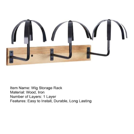 Wall Mounted Wig Hanger Rack Wooden Storage Organizer Strong Load-bearing Simple Installation Wig Display Holder