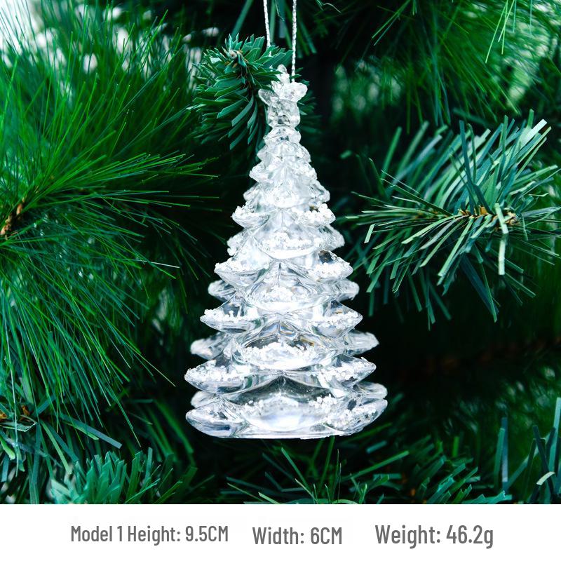 Transparent Acrylic Christmas Tree Ornaments: Elk & Snowflake Decorations