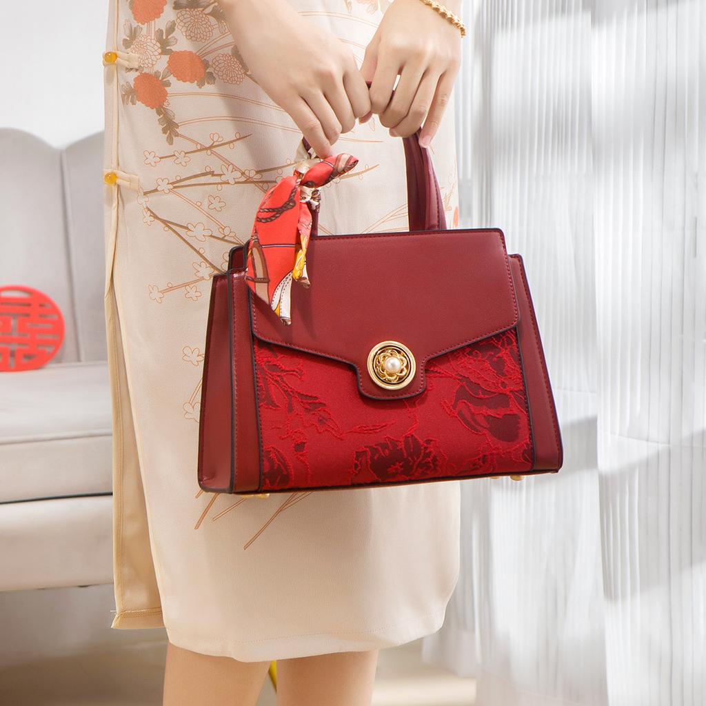New Chinese-style Vintage Wedding Mother Bag 2024 Spring-summer New Large-capacity Fashionable Red Bridal Wedding Handbag