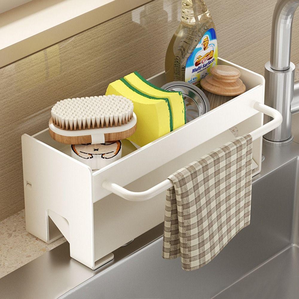 

Compact Sink Drain Rack Carbon Steel Sponge Holder Stylish Sink Sponge Holder Bathroom белый