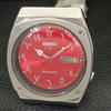 AUTOMATIC VINTAGE SEIKO JAPAN 7009A MENS ARABIC RED COLOR DIAL WATCH A701393-5 R206a-a701393