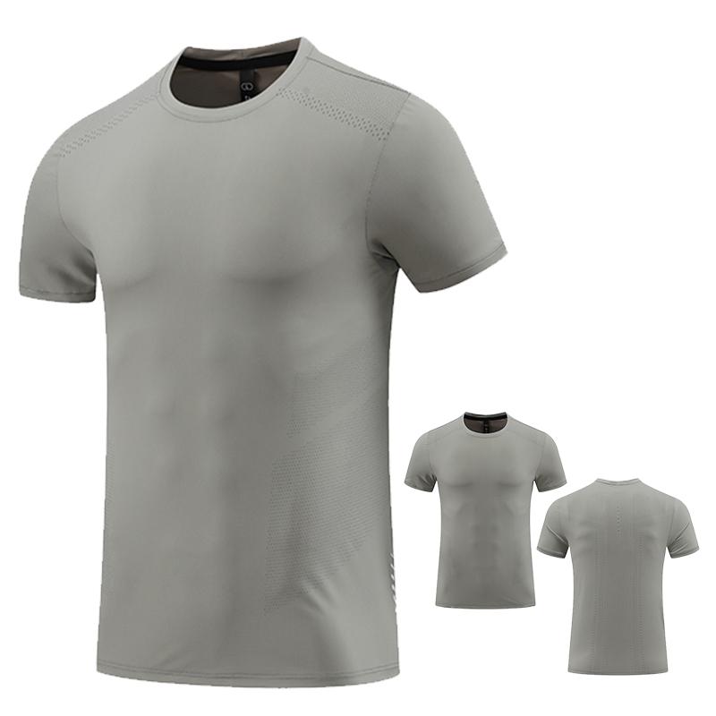 Mens Running T-shirt Breathable Trainin Tops Outdoor Workout Sweatshirt Male Muscle Fit Short Sleeve Tees Gym Sweatshirt Elastic