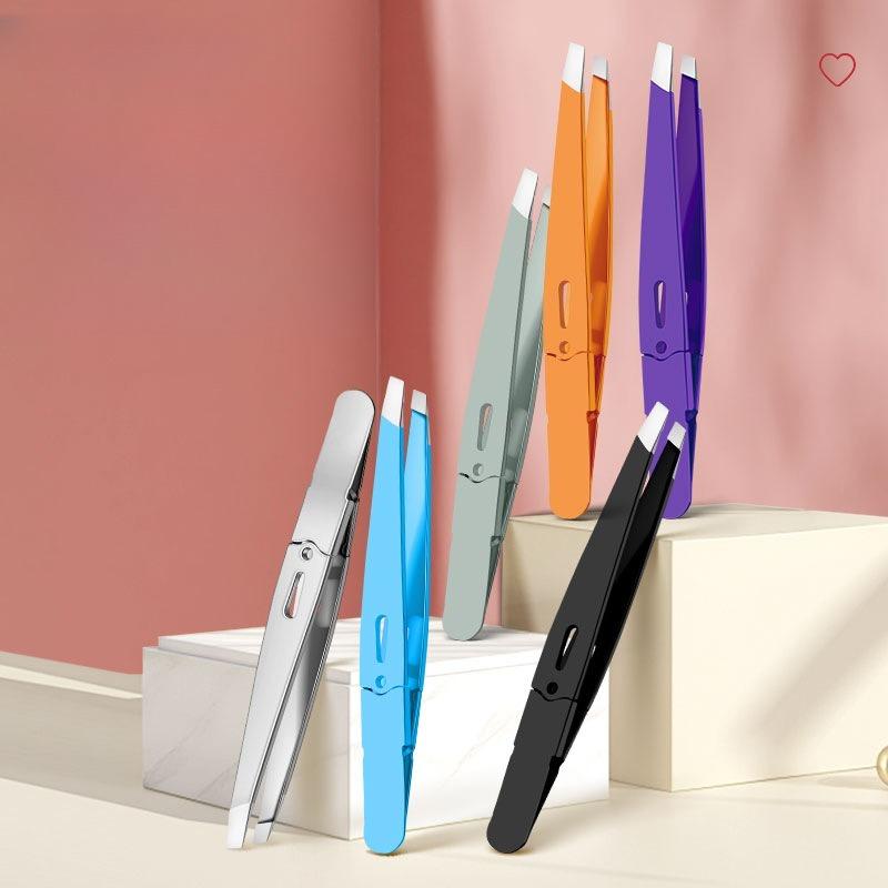 1Pc Eyebrow Tweezer Colorful Hair Beauty Fine Hair Puller Stainless Steel Slanted Eye Brow Clips Removal Makeup Tools Orange New