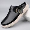 Fashion Casual Leather Men's Summer Muller Shoes Fashion Slippers Beach Shoes Outwear Sandals Stylish Trendy  Anti Slip Male Half Drag