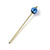 Sea Drop Kanzashi Hairpin with Luminous Firefly Glass and Glow-in-the-Dark Blue 22mm Bead, Gold, Single Prong Hair Stick, Hair Accessory for Japanese