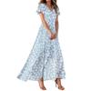 Women's Summer Dresses Casual Short Sleeve Maxi Dresses Cute Floral Maxi Dresses Wedding Guest Dresses Chiffon Flowing Dresses