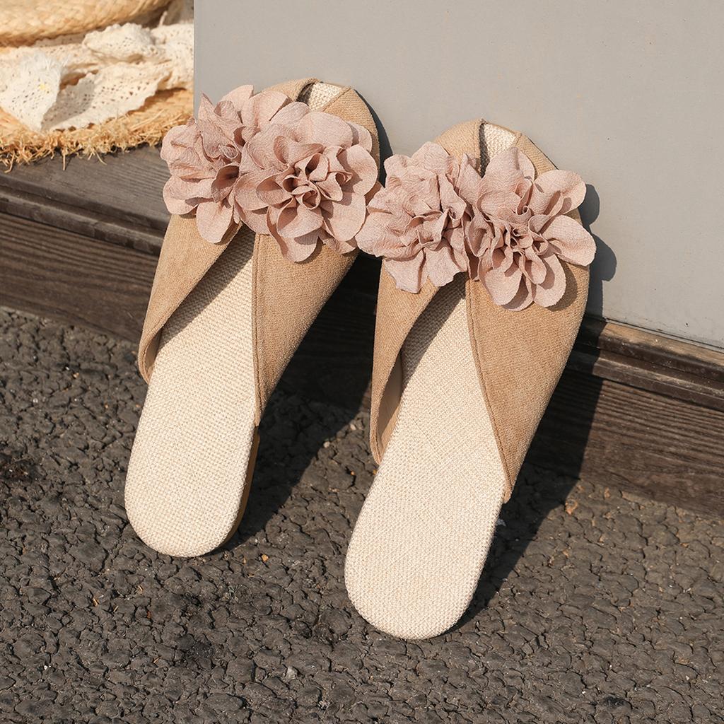 Fashion New Fashion Flower Decor Flip Flops Women Summer Beach Non Slip Platform Slippers Woman Sole Lightweight Flat Sandals 36-43