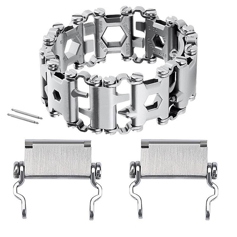 Multifunkční náramek Kovové nástroje šroubovák Náramek z nerezové oceli Pánský venkovní nástroj 29 v 1 Nouzový EDC nástroj přežít