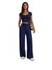2026 Spring/Summer European & American Women's Casual Slim-Fit Two-Piece Set - Short Sleeve & Long Pants