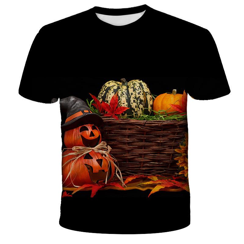 Summer Fashionable Comfortable Soft Children's Top Cartoon Pumpkin Series 3d Round Neck Short Sleeve Leisure Versatile Children's T-shirt