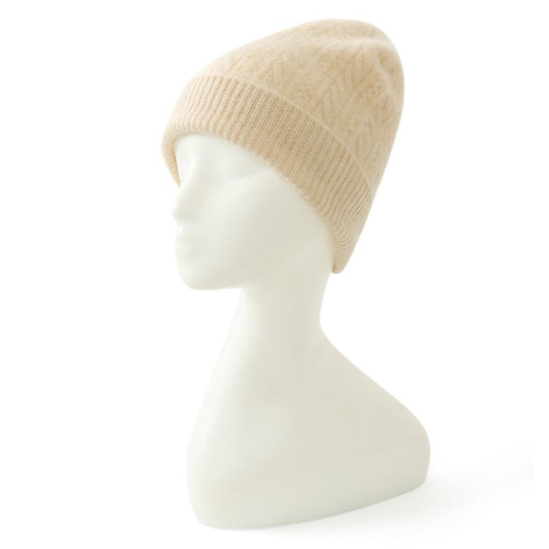 Cashmere Autumn and Winter New Women's Twisted Woolen Cap Thickened Warm Ear Protecting Headscarf Cap  Knitted Pile Cap