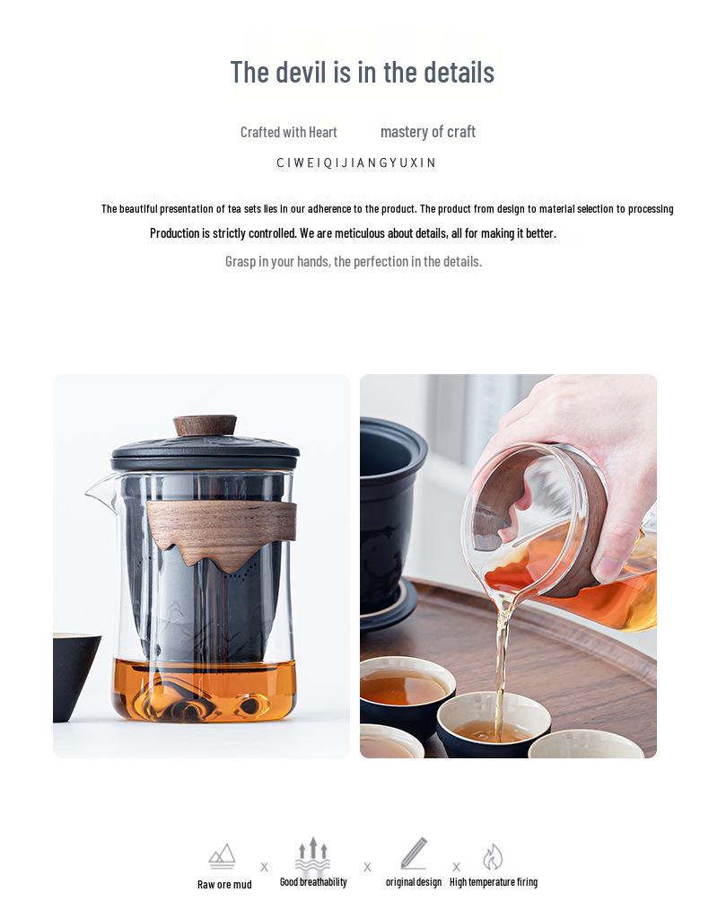 Portable Glass Travel Tea Set: Quick Outdoor Kung Fu Tea Cup & Japanese Teapot - Perfect Business Gift Set