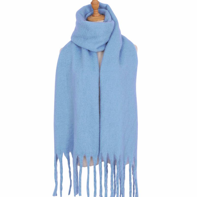 Solid Color Scarf For Women Super Thick Warm In Winter Big Shawl Plush White Snow Scarf  Design Unisex Foulard