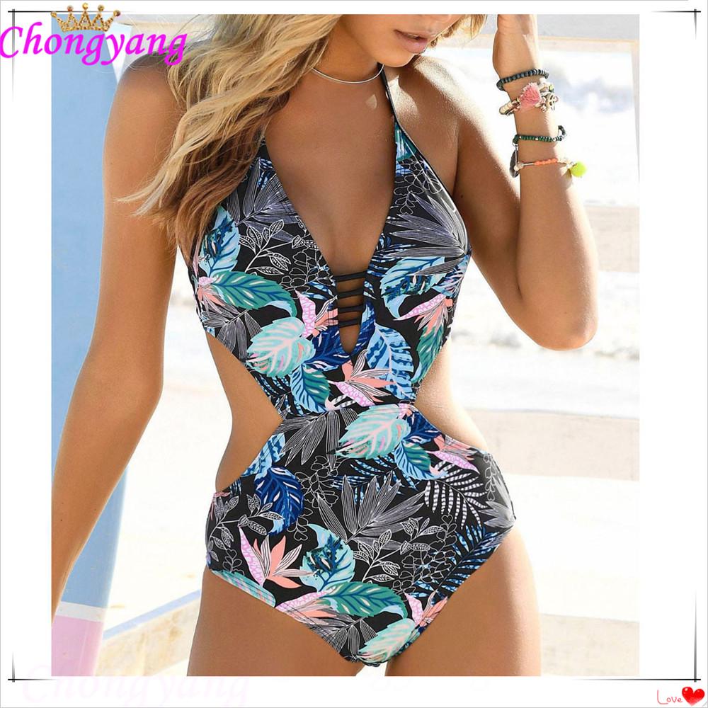 

Geminini женщины кружева Up Листья цветочные Печати Pad Push-Up One Piece бикини Купальник