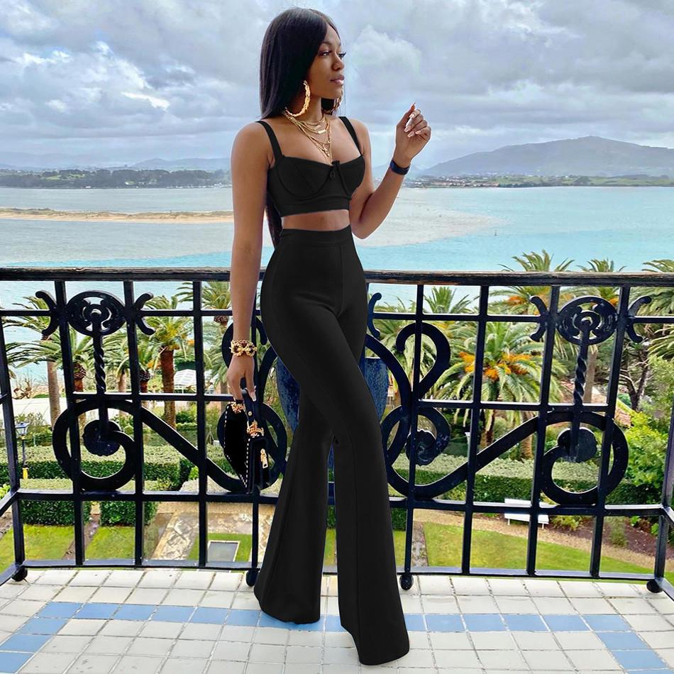 High Waist Flared Trousers Pants Set 