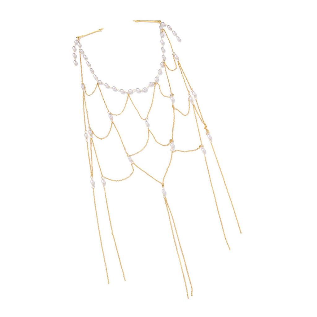 Handcrafted Pearl Tassel Hair Jewelry Classic Pearls Tassels Pendant Hair Accessory for Brides and Formal Gatherings