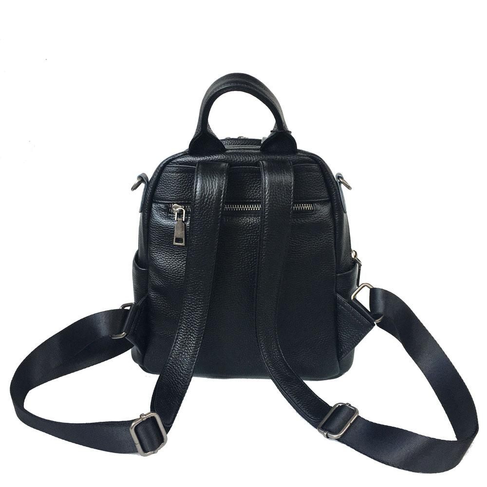 Leather Backpack Black Women'S Bag First Layer Cowhide Double Mezzanine Zipper Backpack Travel Bag
