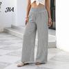 Breathable Loose Trousers Women Striped Wide Leg Pants, Summer Elastic Waist Casual Trousers, Fit Palazzo Pants with Pockets Soft Lounge