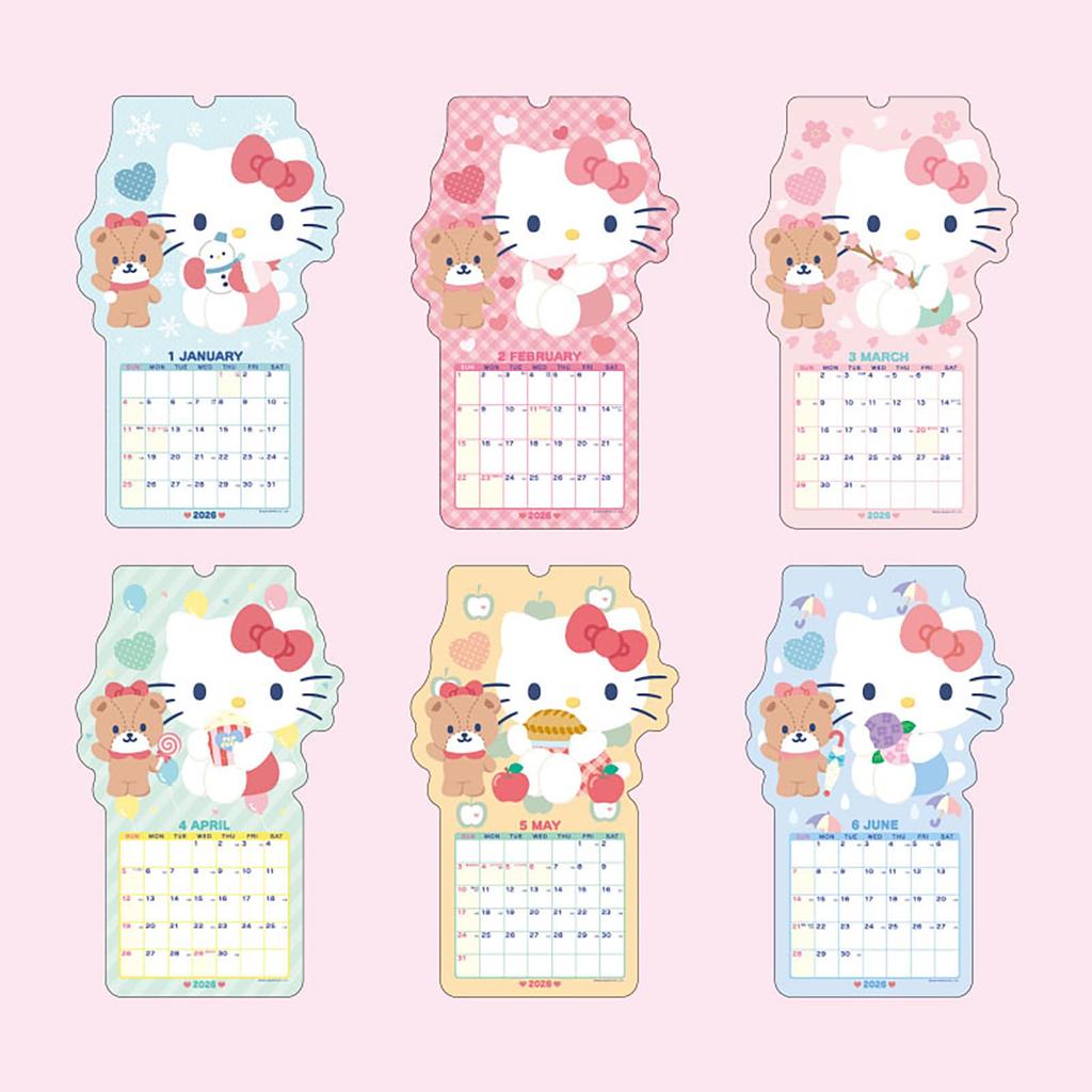 Sanrio 2026 Hello Kitty Paper Wall Wall 622800 Die-Cut Calendar, Calendar, Calendar,