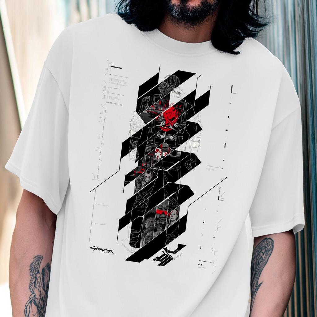 Cyberpunk Artwork t shirt, Samurai Music Aesthetics Trending Goth Shirt, Punk Rock Silverhand Fashion Cosplay