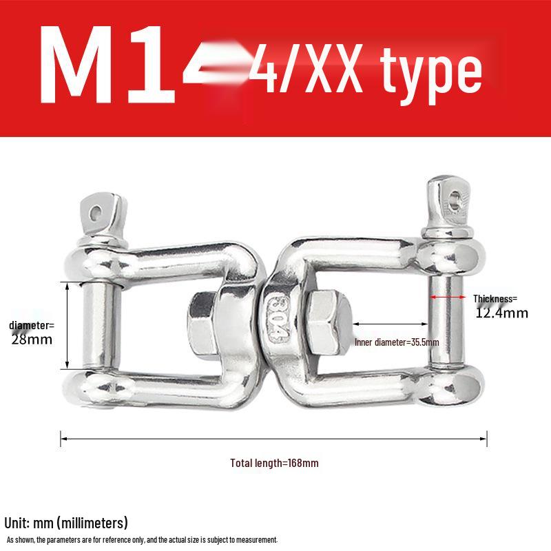 304 Stainless Steel Swivel Chain Shackle for Dog Chains and Connectors (M4, M5, M6, M8).