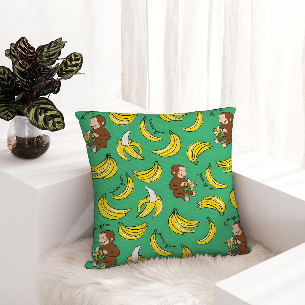 Good Night George C-Curious Monkey Pillow Case Plush Fabric Soft Pillowcase Double Sided Print Cushion Cover Throw Pillow Cover