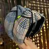 Korea Plaid Stripe Knot Headbands For Women High Quality Houndstooth Fabric Classic Wide Headband Girls Knotted Hair Accessories