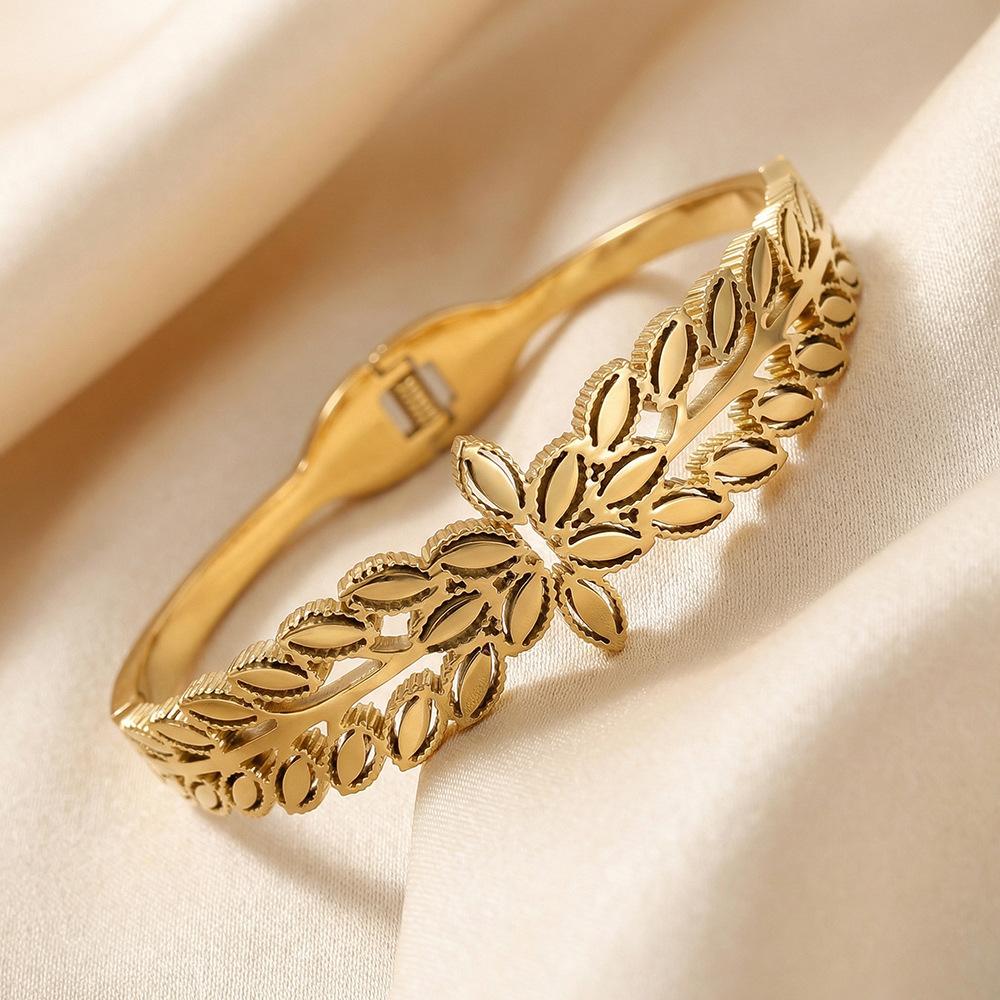 New Wheat Ear Shape Bracelet Open Bracelet Leaf Ladies Bracelet One Size(18CM~21CM)