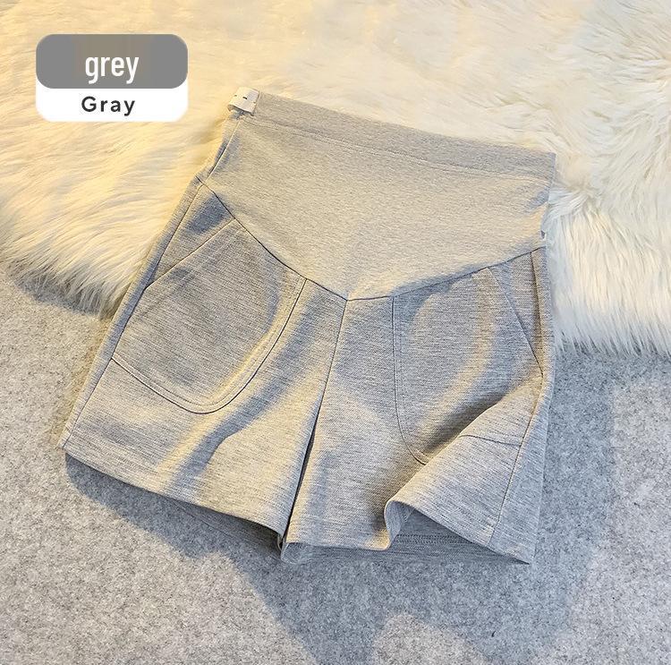 

Maternity Summer Shorts - Lightweight Outerwear with Tummy Support, Slimming, No Tightening, Casual Wide-Leg Three-Quarter Base Layer. One Size [80-110 lbs] серый