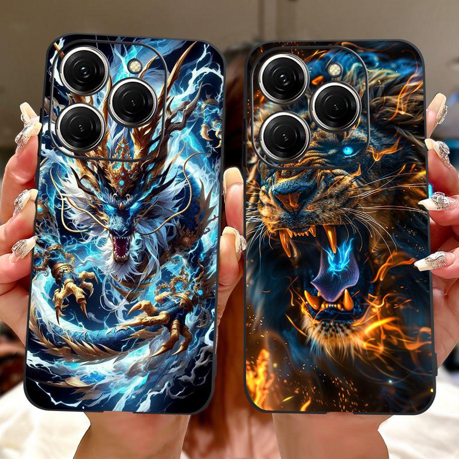 Dragon Koi Fish Landscape Phone Case For Tecno Spark 20 Pro Spark 20 20c 20Pro Plus Back Cover Soft TPU Cartoon Bumper KJ7 KJ6