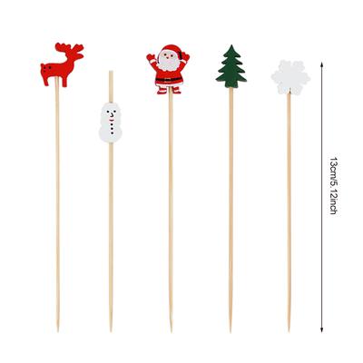 50/100 buc Crăciun bambus frigărui cocktail scobitori Cupcake Topper de unică folosință alimente desert scobitori Anul Nou petrecere decor consumabile