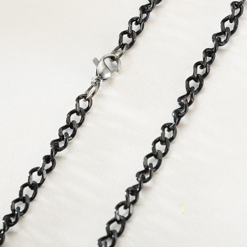Collier Pendentif Exagéré Or Argent Noir - Acier Inoxydable 304, Largeur 4MM, Longueur 60CM, Style Hip-Hop