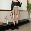 Black Pleated Skirt Women's Spring Autumn A-Line Skirt High-Waisted Skirt Flared Skirt Short Casual All-match Versatile Skirt Slimming