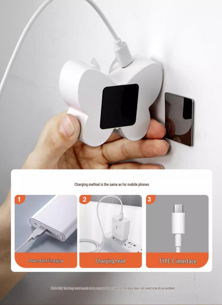 Rechargeable LED Butterfly Night Light with Body Sensor & Magnetic Attachment for Bedrooms