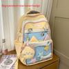 Color Fashion Blocked Cat Ear Design Student Backpack With Pendant And Badge