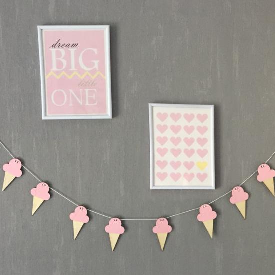 Ice Cream Shape Wooden Hangings Nursery Home Kids Bedroom Wall Decor