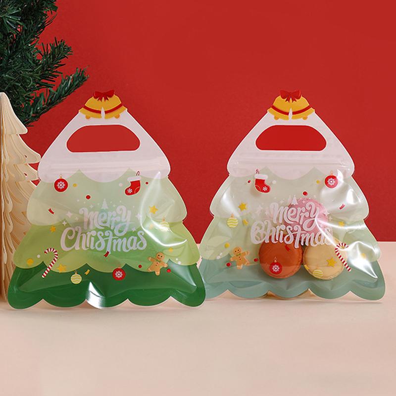 10Pcs Plastic Portable Christmas Self-Sealing Bag Diy Kids Toys Xmas Wedding Holiday Party Candy Snack Sugar Gifts Storage Bags