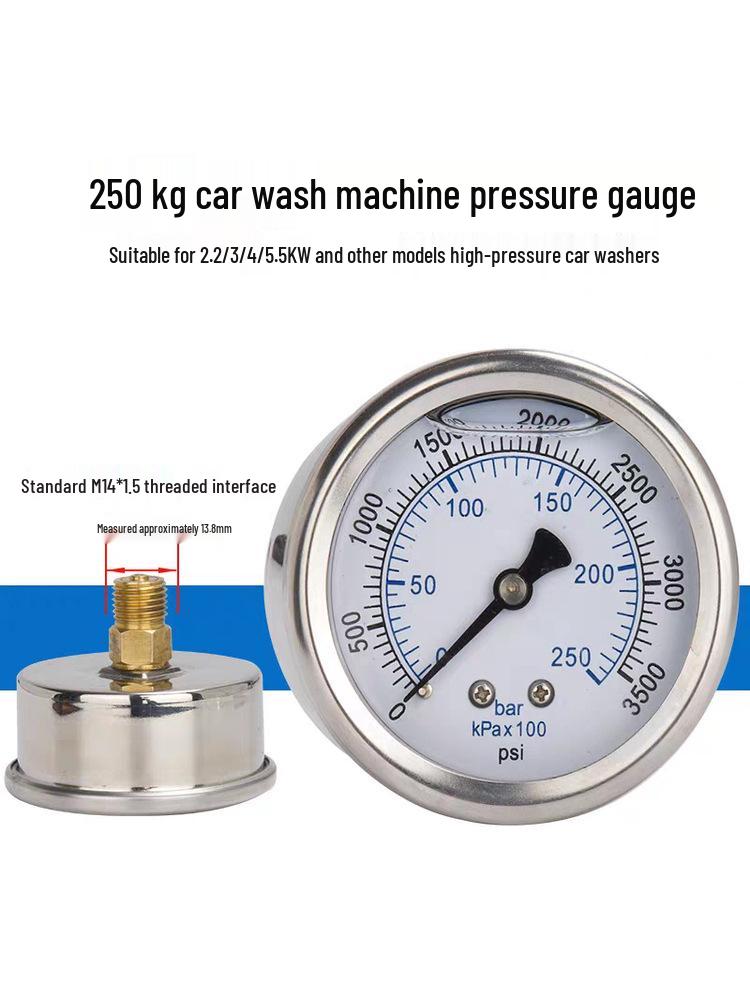 Pressure Gauge 1812/14 for Car Wash Machine Pump Head, Measures 250/400/700 kg