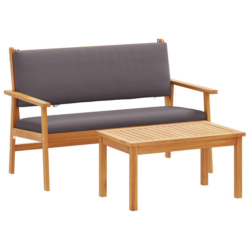 Garden Sofa Set with Cushions 2 Pcs Anthracite Solid Acacia Wood